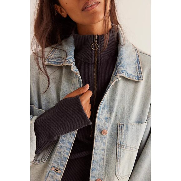 FREE PEOPLE We The Free Midnight Half Zip / Black - Picture 3 of 10